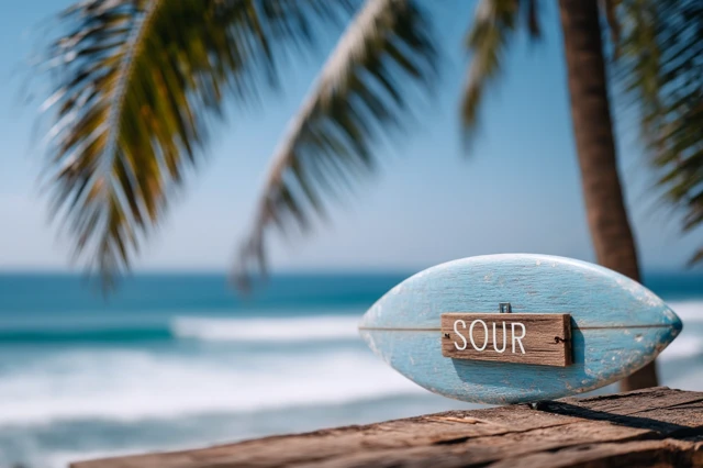 Beach Surf Sign Palm Tree Summer Vacation