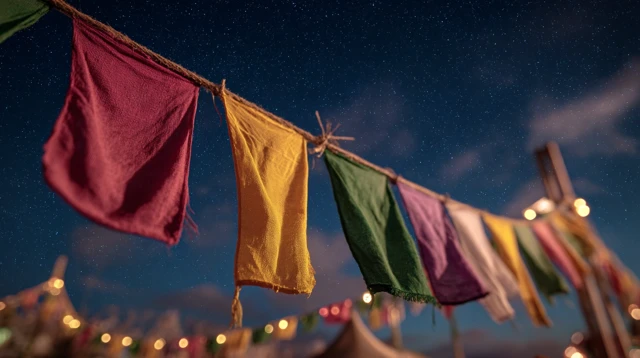 Sao Joao Festival Flags Under Starry Sky