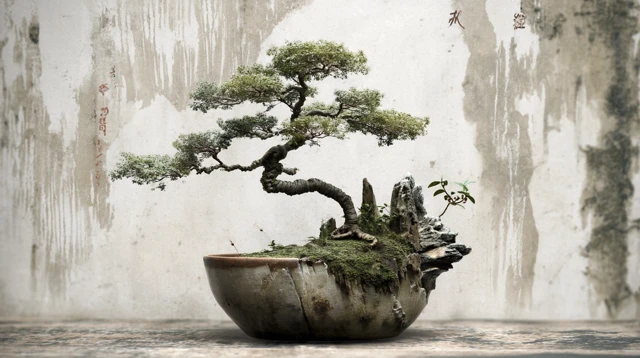 Bonsai Tree Tranquil Nature Art