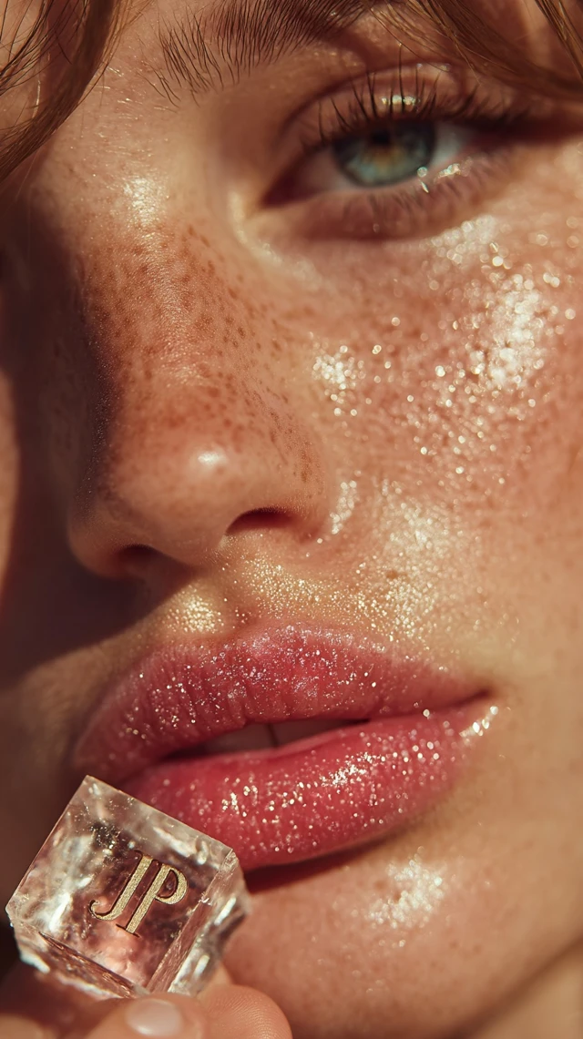 Glossy Lips Ice Cube Beauty Branding Aesthetic