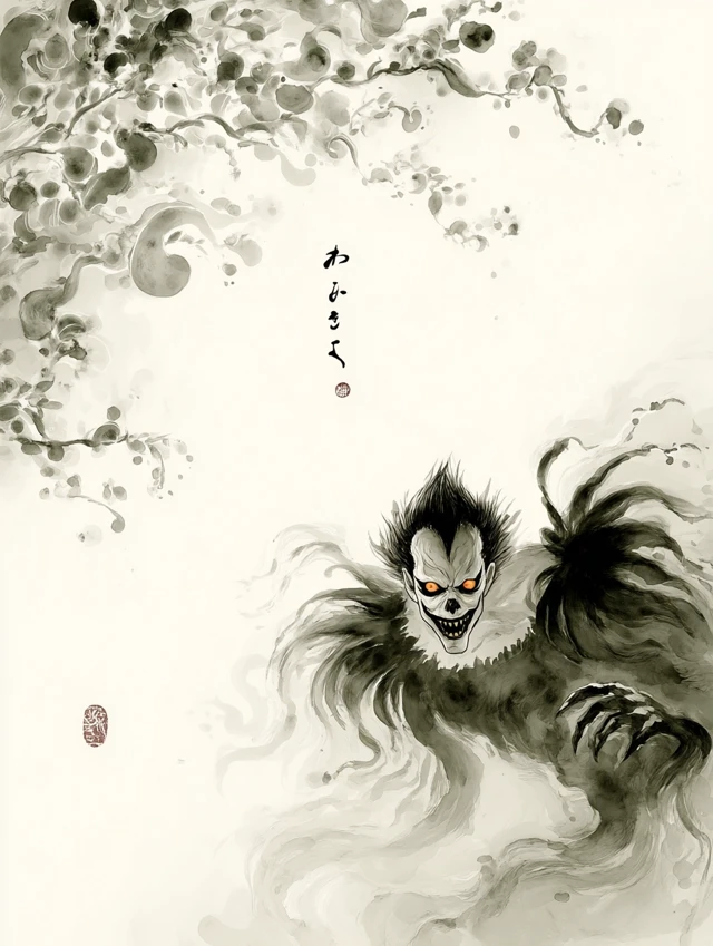 Ryuk Death Note Anime Sumi e Art