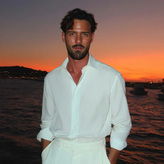 Fashion Model on the Beach at Sunset