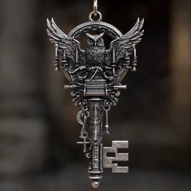 Gothic Skeleton Key with Owl