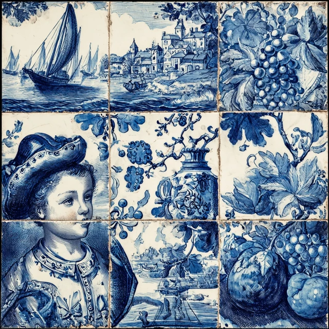 Portuguese Azulejo Tiles Medieval Boy Sailor Sailboat