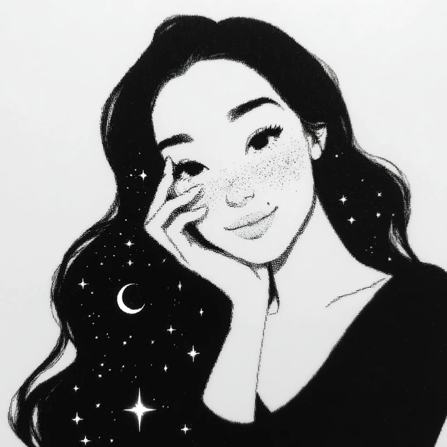 Manga Girl Black Hair Freckles and Stars
