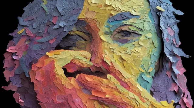Colorful Paper Portrait of a Woman