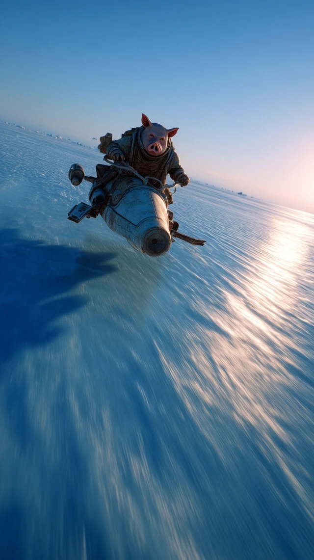 Pig Rebel Speeds Across Hoth-like Wasteland