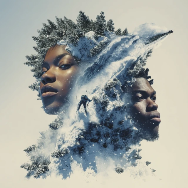 African American Faces in 3D Double Exposure