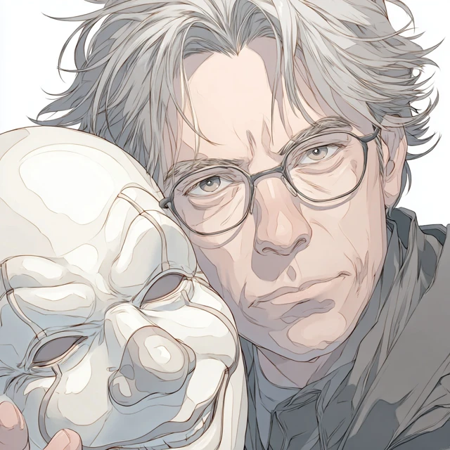 Stephen King Anime Portrait with Pennywise Mask