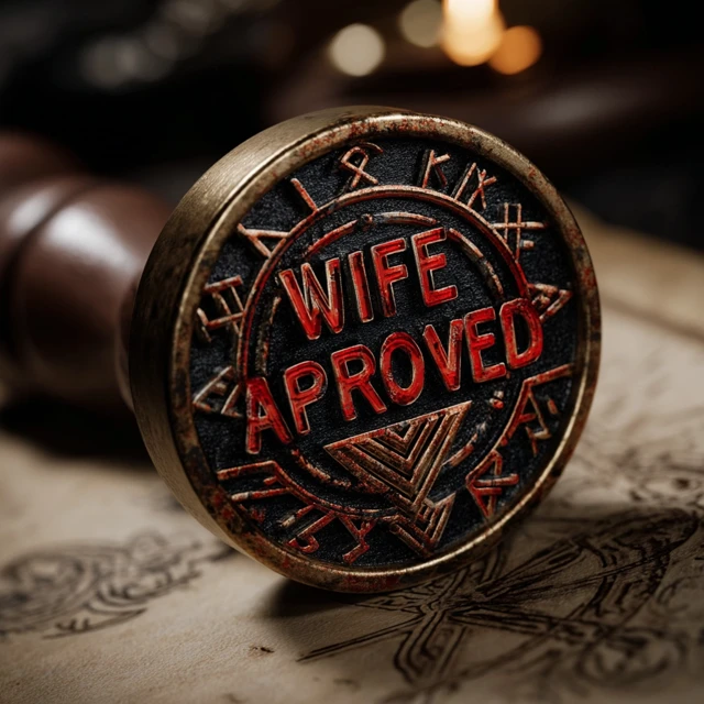 WIFE APPROVED Rubber Stamp Vintage Style Design