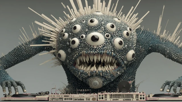 Grotesque Eye Monster DJing on Turntables