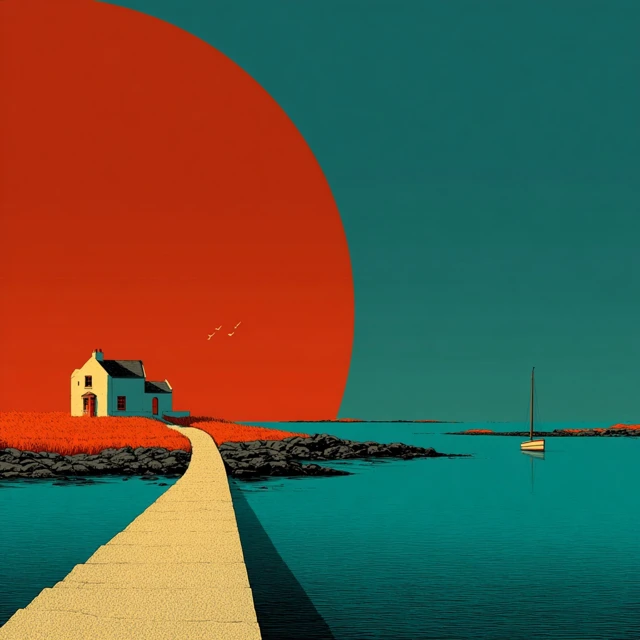 Ile DHouat Minimalist Illustration Seaside Scene