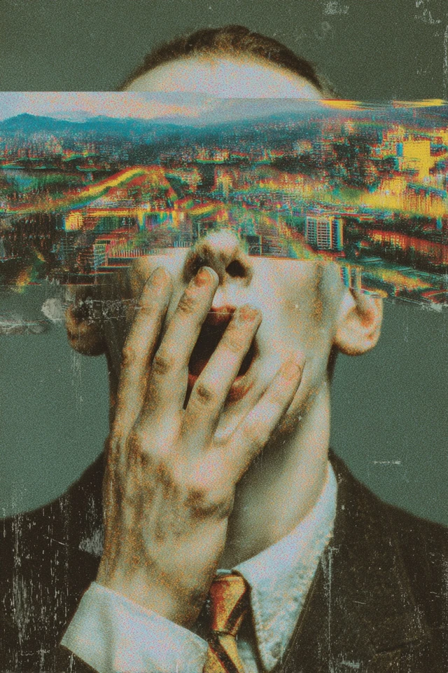 Surreal Simulation Art Colorful Face Illusion