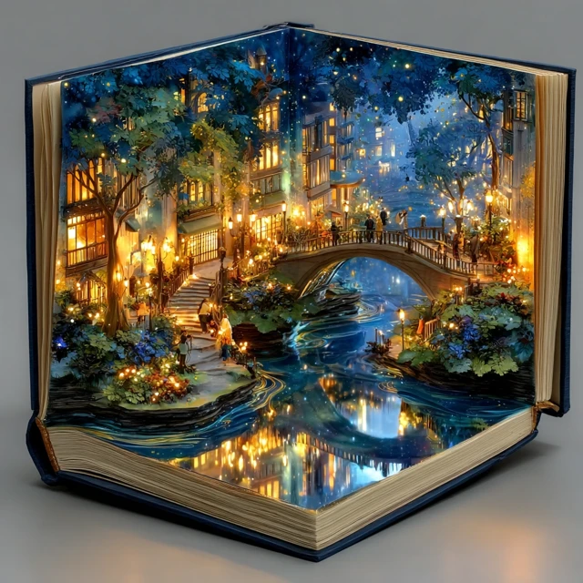 Enchanted Book Art: Nighttime Scene