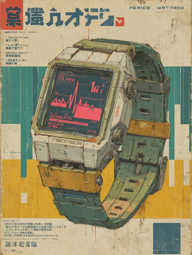 Vintage Japanese Smartwatch Ad NEOTONE PulseWatch