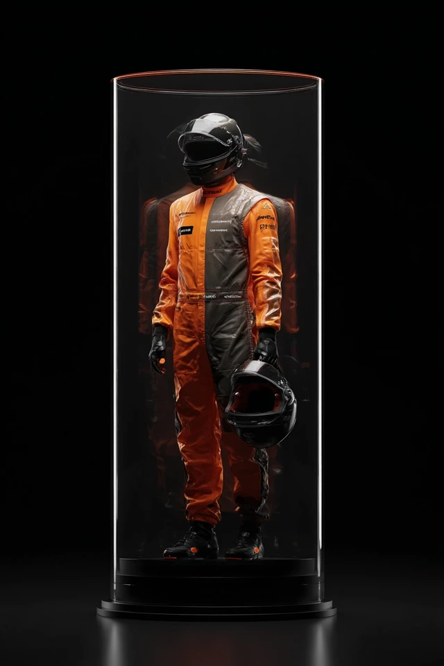 McLaren F1 Suit Futuristic Design in Display Case