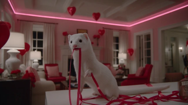 Valentines Day Pet Scene Cozy Interior Romantic Moment