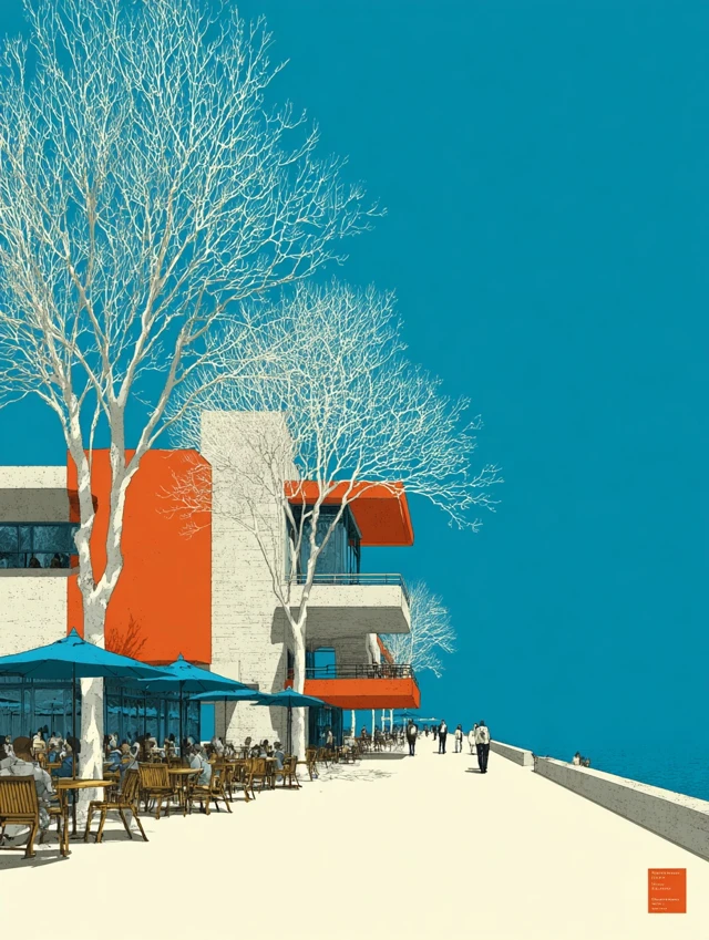 Mountain Hotel Illustration Minimalist Design