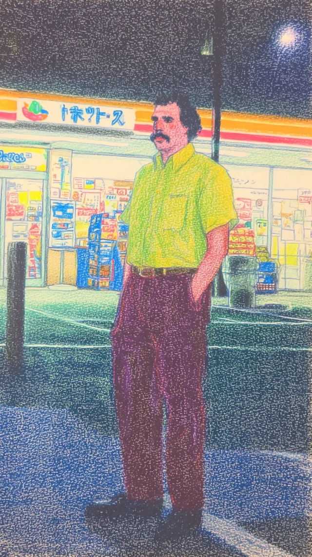 Man at Trader Joes Color Pencil Art