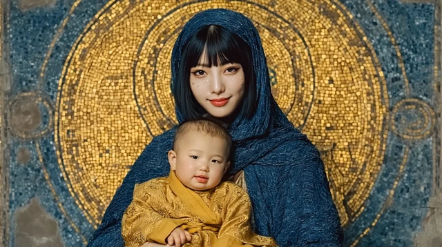 Mother and Son Portrait Modern Charm