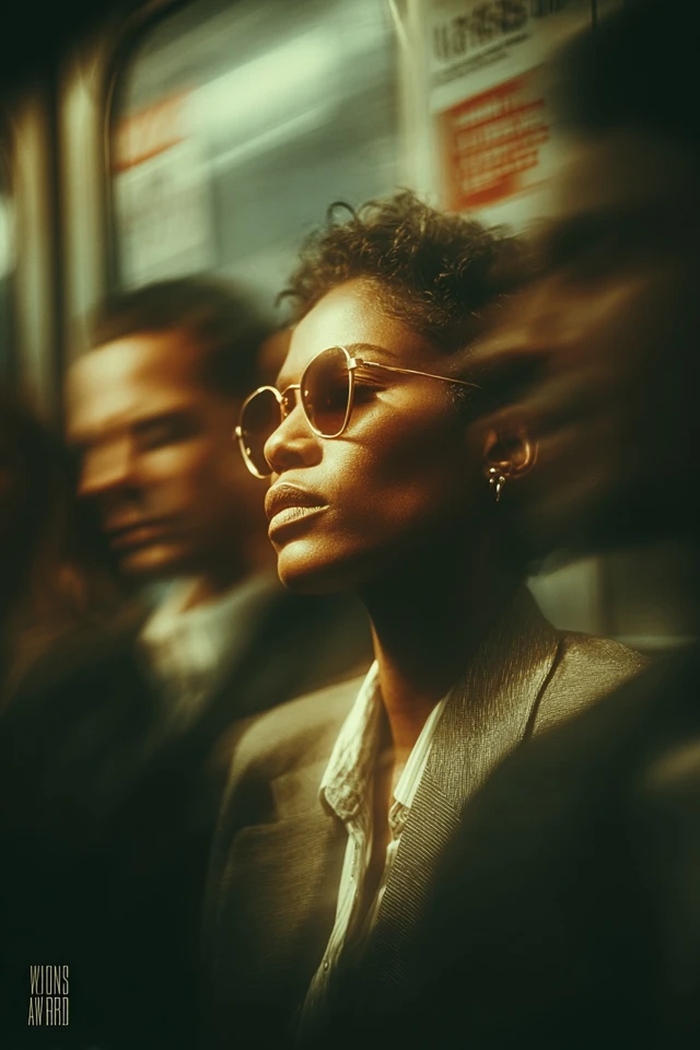 Woman on Subway Stillness in Motion