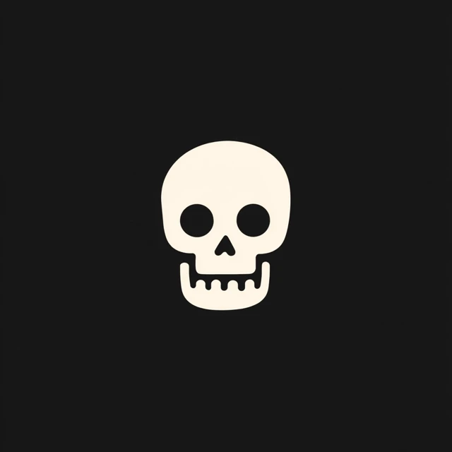 Simple Skull Icon Black and White Typography