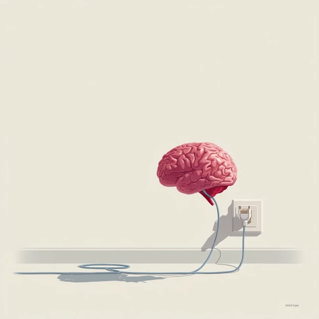 Brain Connected to Plug Illustration
