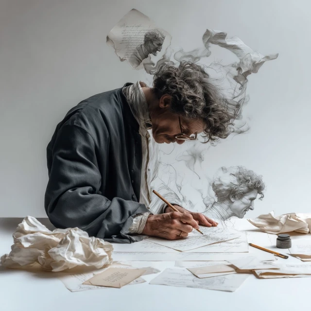 Shadowy Figure Writing Letter Egon Schiele Inspired Art