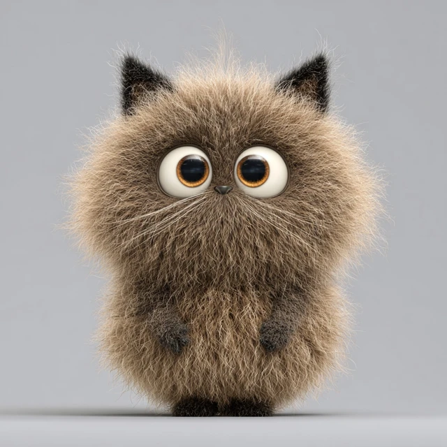 Funny Furry Cute Cat 3D Illustration
