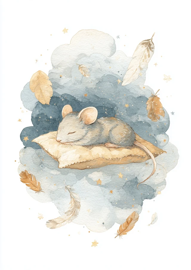 Sleeping Mouse on a Cloud Nursery Art