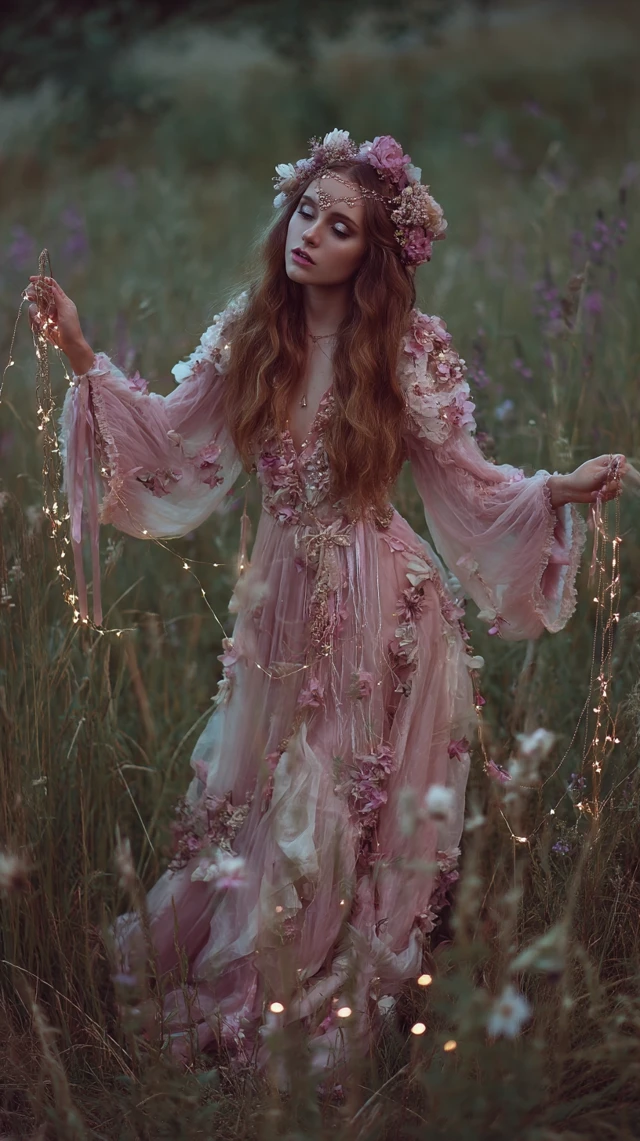 Fairycore Girl Dances in a Meadow Ethereal Tones