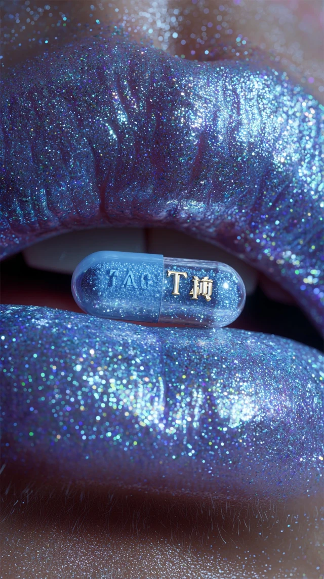 Glitter Lips Pill Editorial Macro Shot