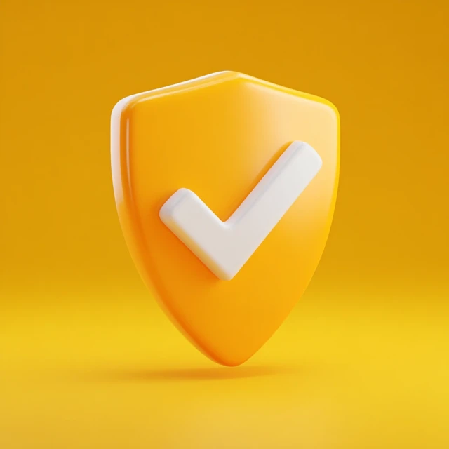 3D Shield Icon Checkmark Symbol Protection