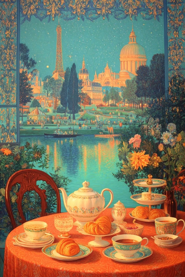 Parisian Tea Time: Belle Epoque Illustration