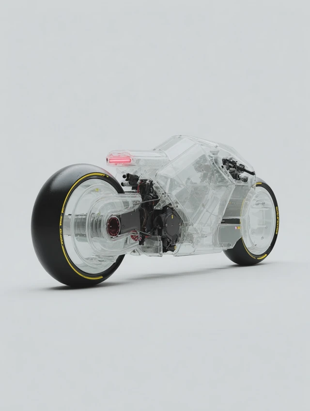 Translucent Cyberpunk Motorbike Product Design