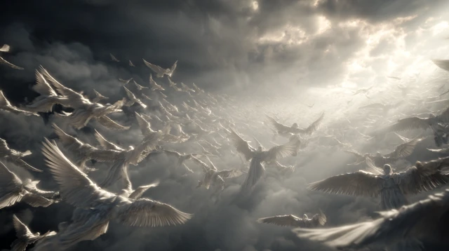 Angels Descending Dramatic Ethereal Scene