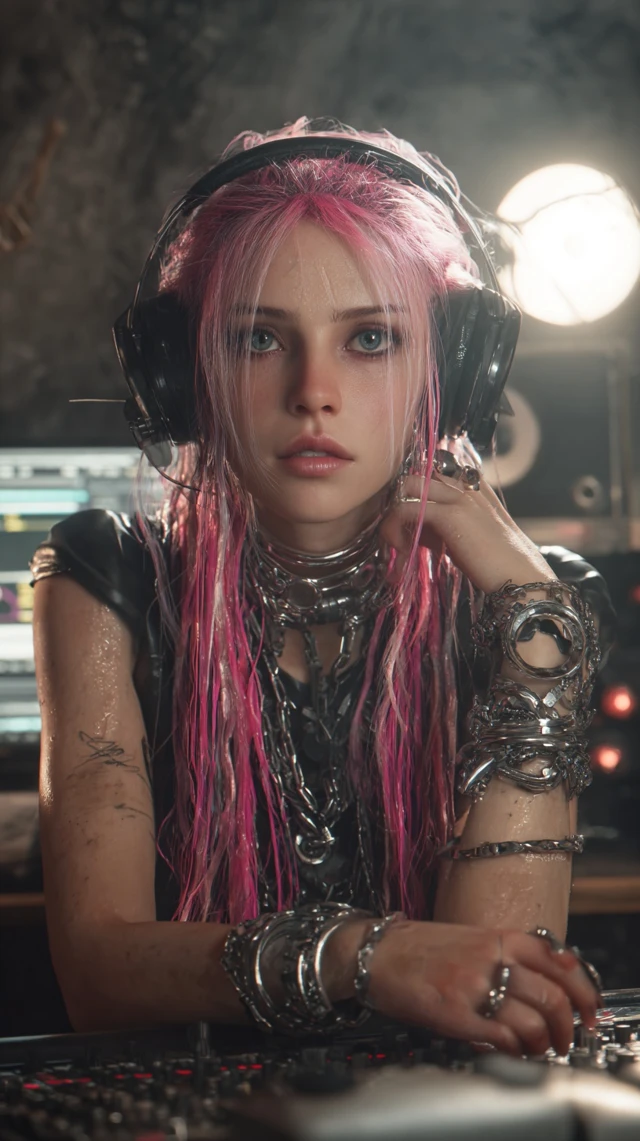 Cyberpunk Singer In Futuristic Studio Photorealistic 8K