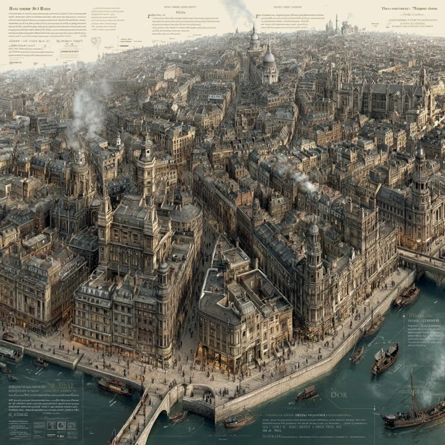 19th Century London Aerial Map