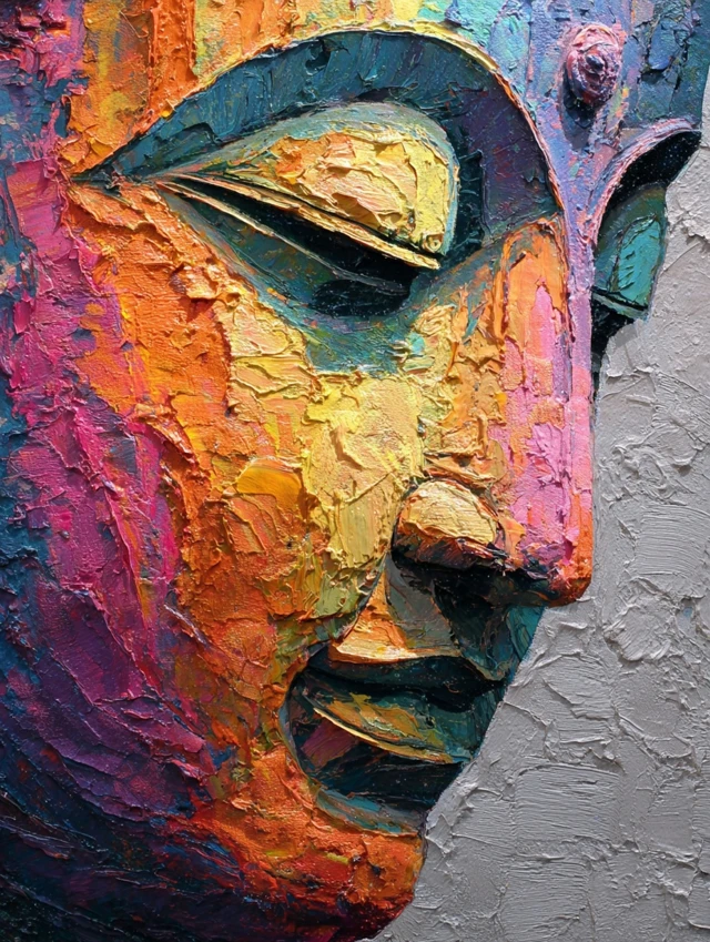 Rainbow Buddha Portrait Oil Painting