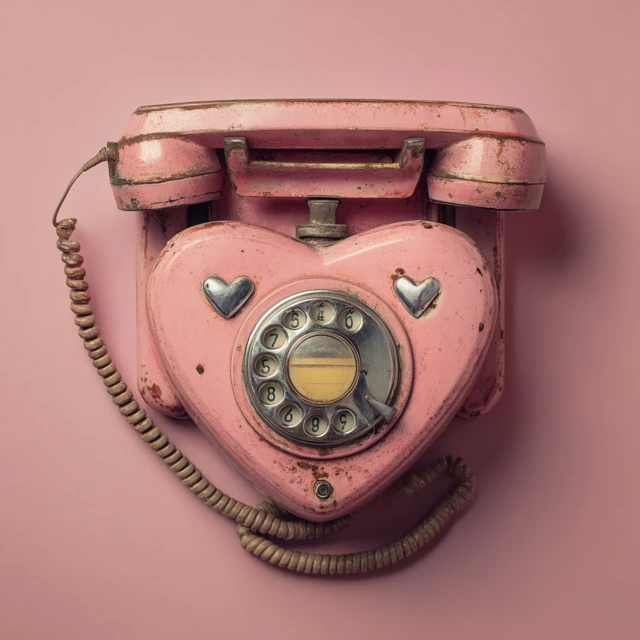Vintage Heart Shaped Phone Retro Pink Love