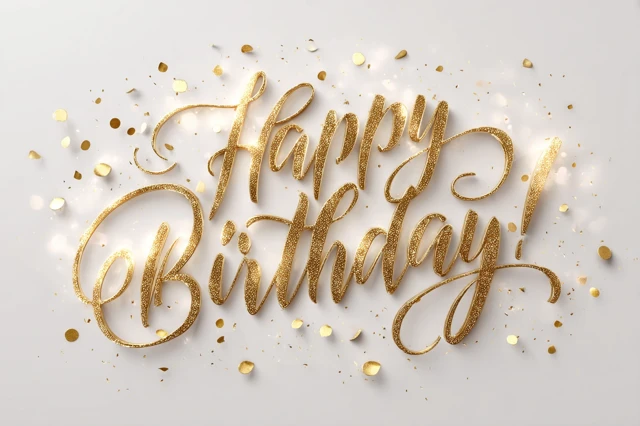 Happy Birthday Golden Calligraphy Sparkles