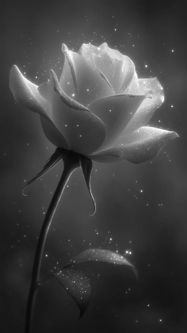 Glowing Rose in Monochrome Beauty