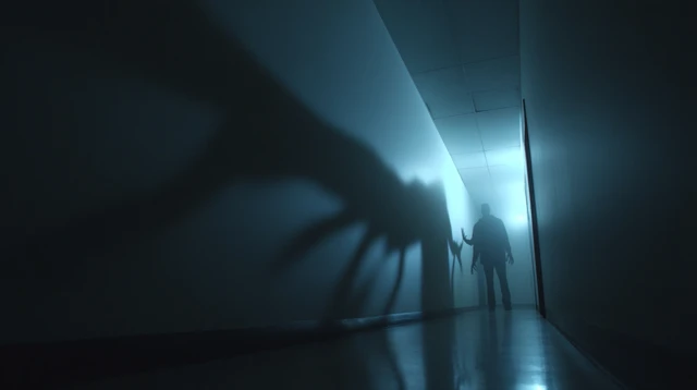 Ominous Shadow Figure in a Corridor Illustration