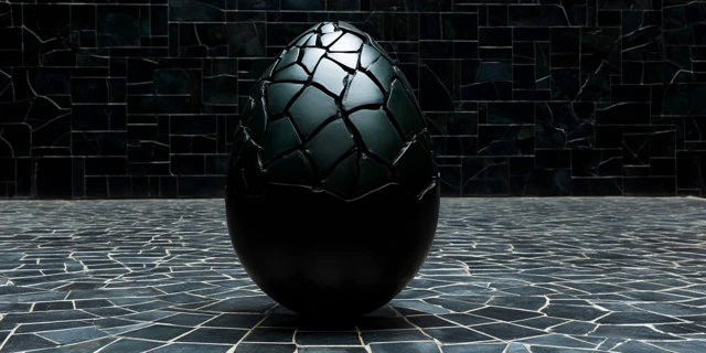Cracked Eggshell in Dim Lit Room