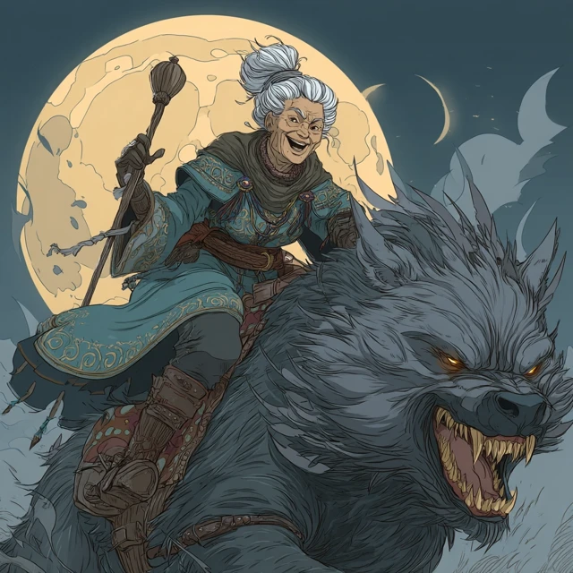 Buryat Witch Riding Evil Wolverine