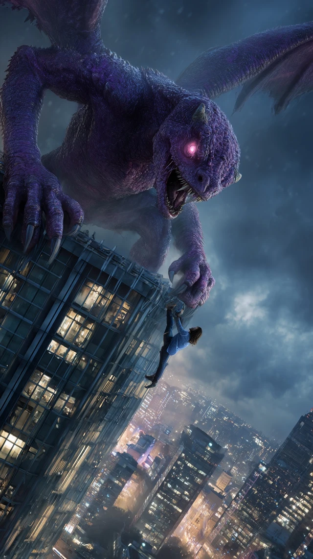 Monster Attacks Skyscraper Horror Scene