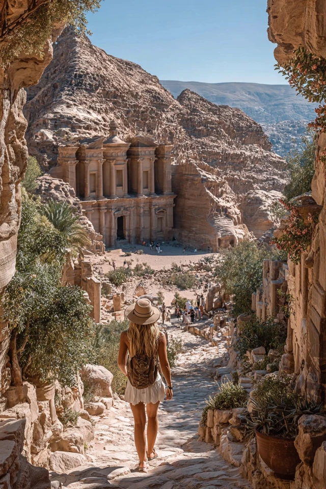 Petra Hiking Adventure Desert Landscape Travel