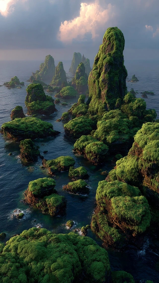Mossy Maidens Islands Rising from the Sea