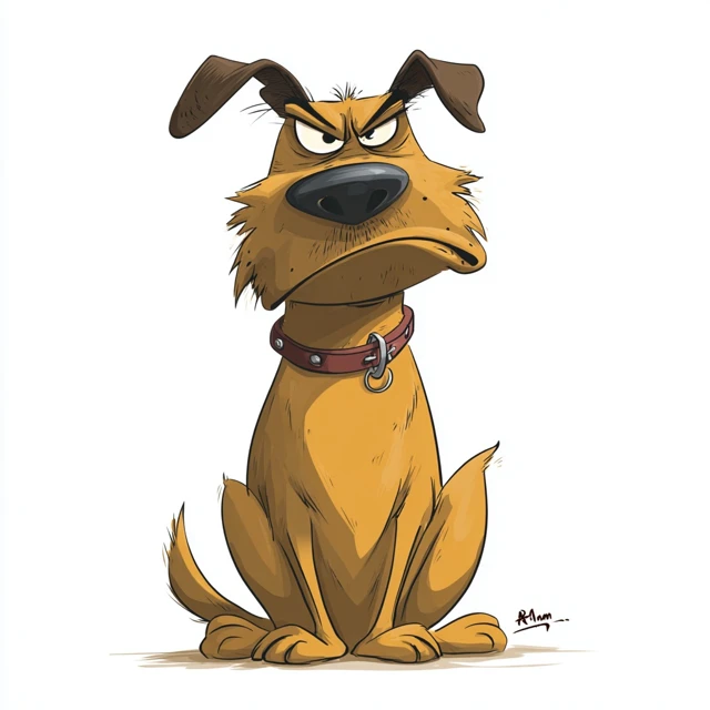 Angry Cartoon Dog Illustration Funny Grumpy Animal