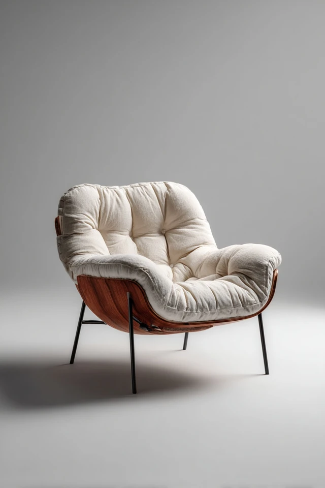 Modern Lounge Chair Design Wooden Frame Fabric